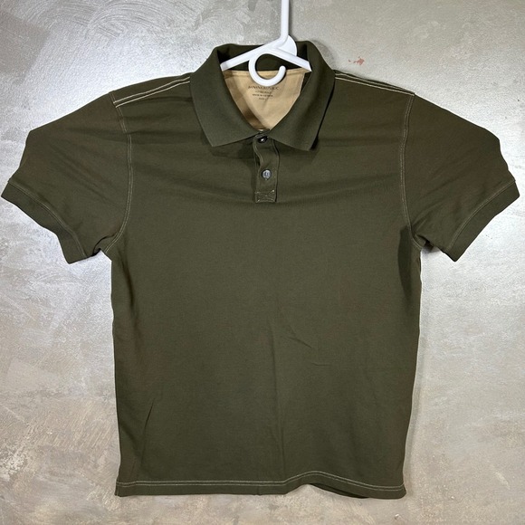 Banana Republic Mens Olive Green Fitted Polo Shirt Size L Short Sleeve Cotton - Picture 2 of 7